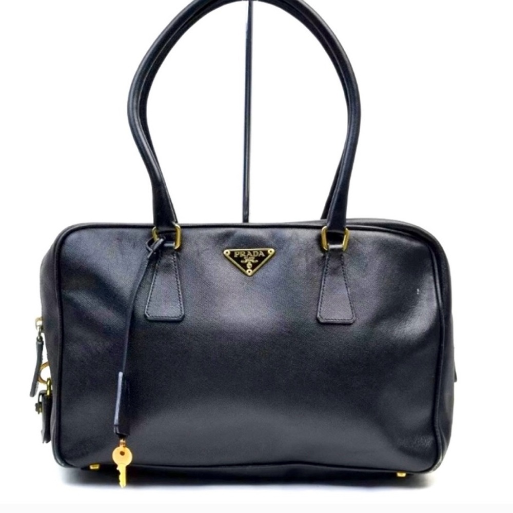 Prada Bauletto Black Saffiano Handbag